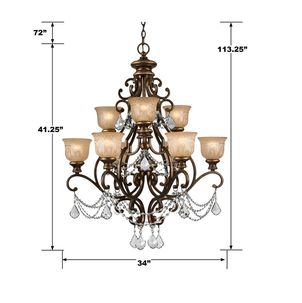 Crystorama Norwalk 9 Light Clear Crystal Bronze Umber Chandelier