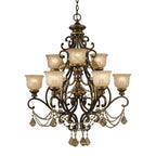 Crystorama 7509-BU-GT-MWP Bronze Umber Norwalk 9 Light Golden Teak Crystal Bronze Umber Chandelier Image 1