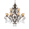 Crystorama Norwalk 12 Light Clear Crystal Bronze Umber Chandelier