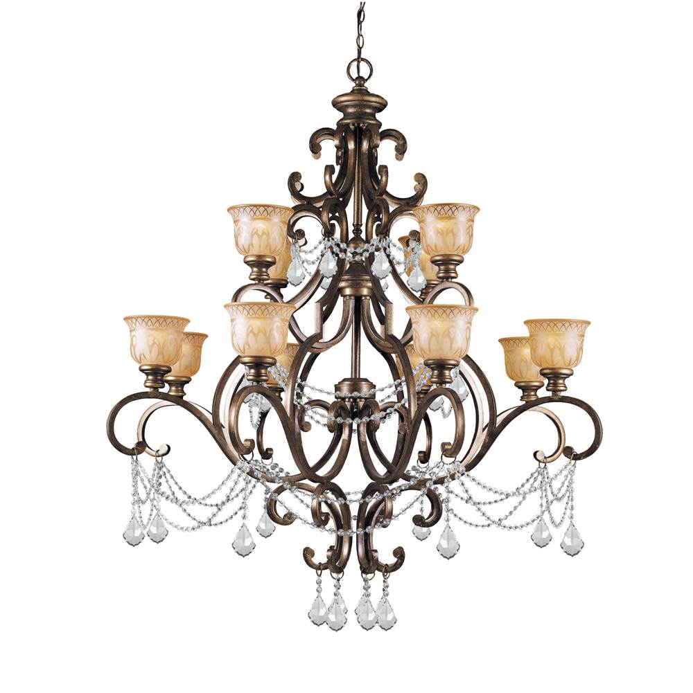 Crystorama Norwalk 12 Light Clear Crystal Bronze Umber Chandelier