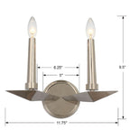 Crystorama Palmer 2 Light Polished Nickel Sconce
