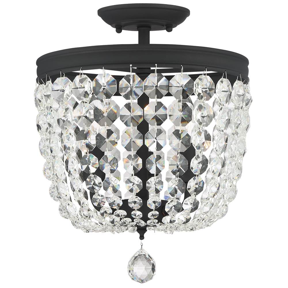 Crystorama 783-BF-CL-MWP Black Forged Archer 3 Light Crystal Black Forged Ceiling Mount Image 1