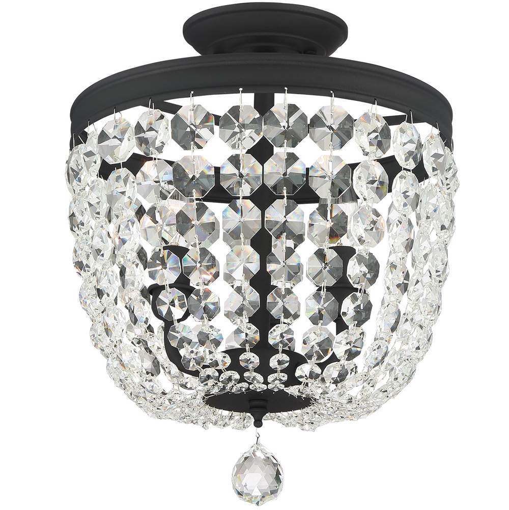 Crystorama Archer 3 Light Crystal Black Forged Ceiling Mount