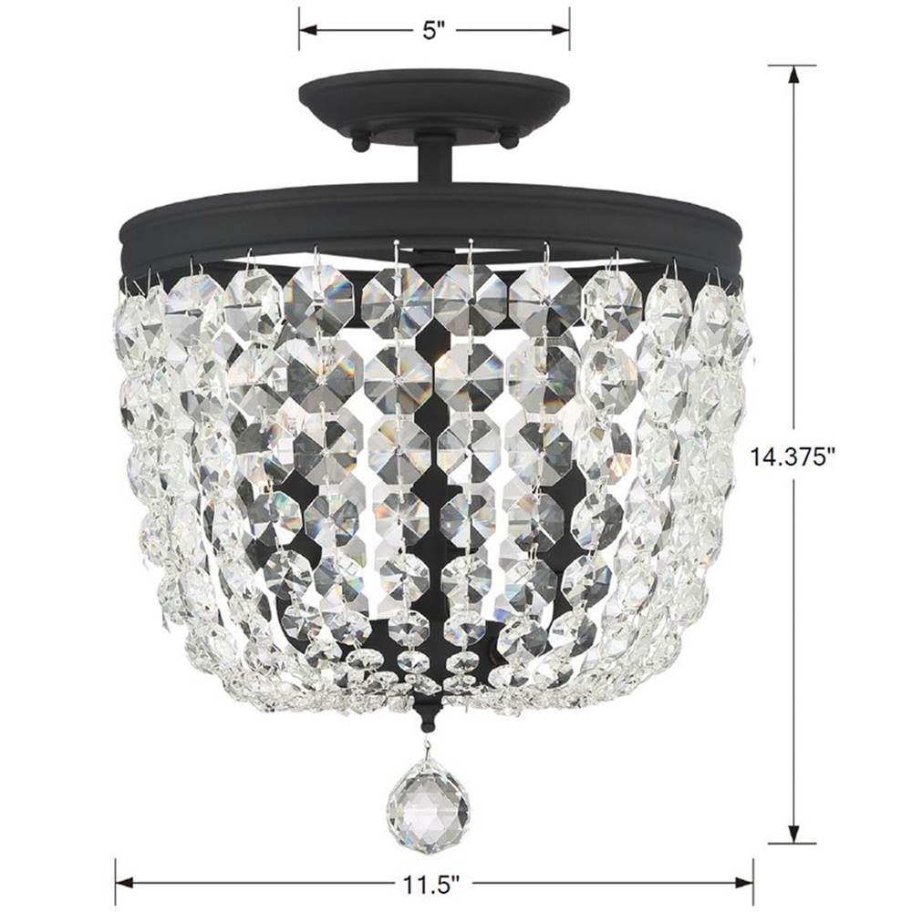 Crystorama 783-BF-CL-MWP Black Forged Archer 3 Light Crystal Black Forged Ceiling Mount Image 2