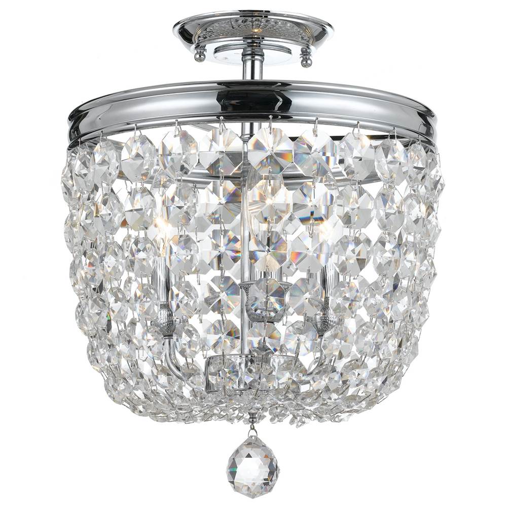Crystorama 783-CH-CL-MWP Polished Chrome Archer 3 Light Crystal Polished Chrome Ceiling Mount Image 1