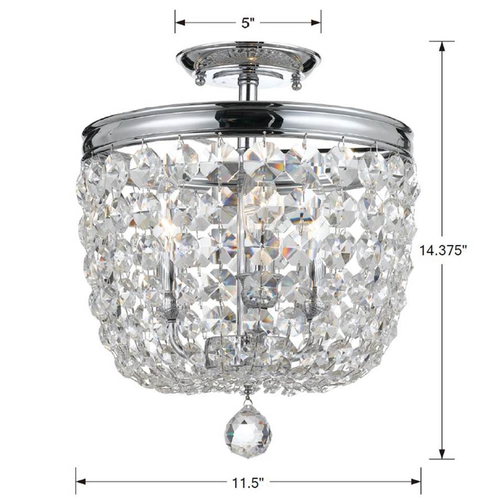 Crystorama Archer 3 Light Crystal Black Forged Ceiling Mount