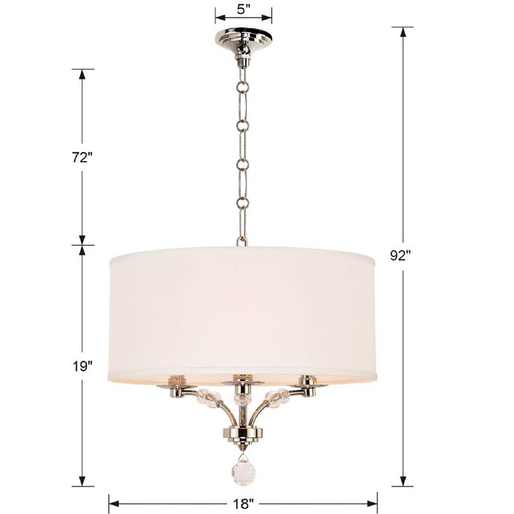 Crystorama 8005-PN Polished Nickel Mirage 3 Light Polished Nickel Mini Chandelier Image 2