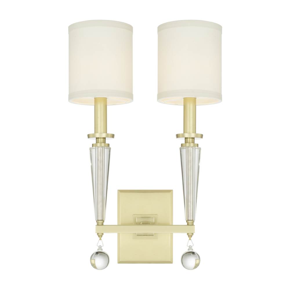 Crystorama 8102-AG Aged Brass Paxton 2 Light Aged Brass Sconce Image 1