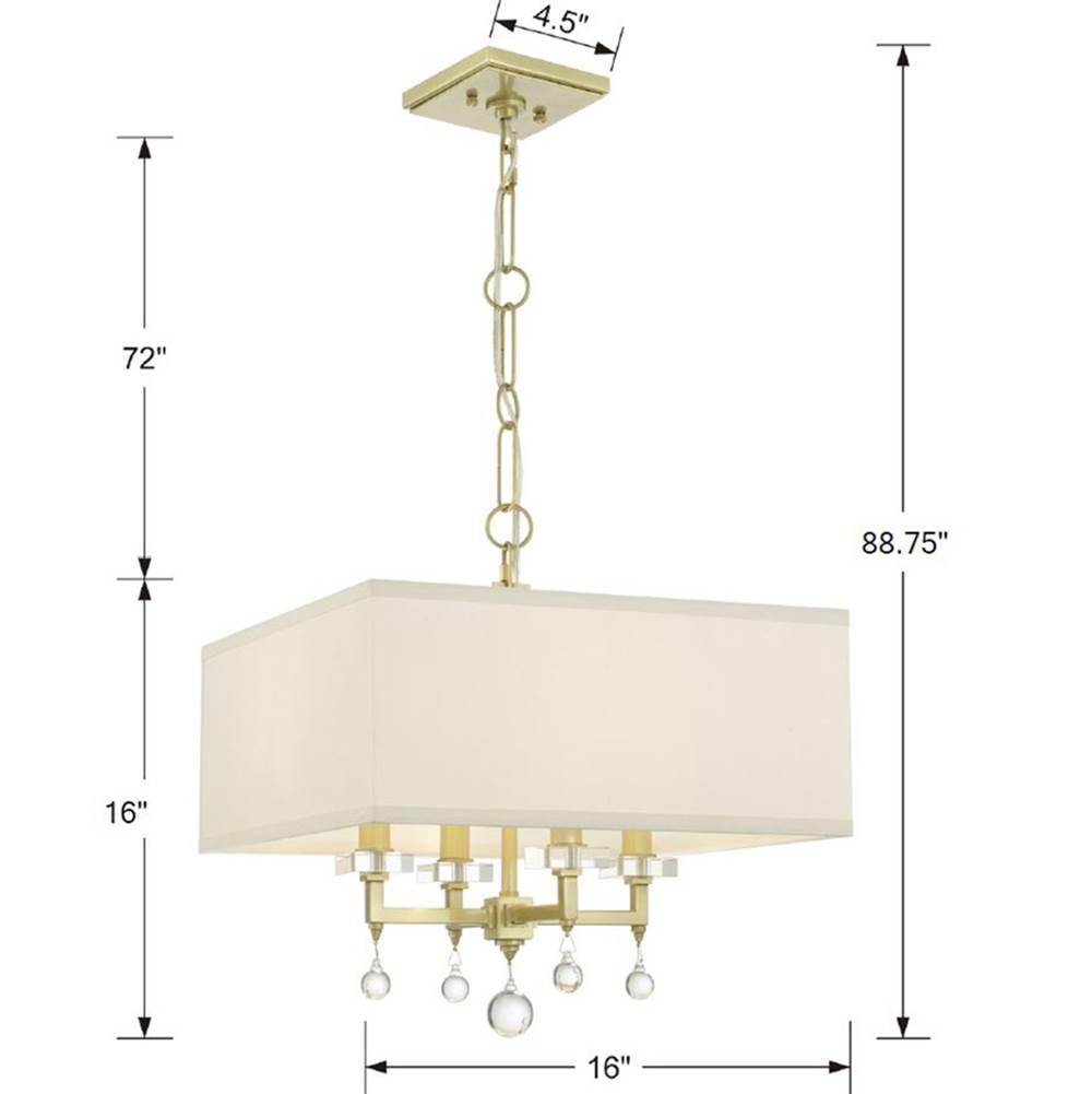 Crystorama 8105-AG Aged Brass Paxton 4 Light Aged Brass Mini Chandelier Image 2