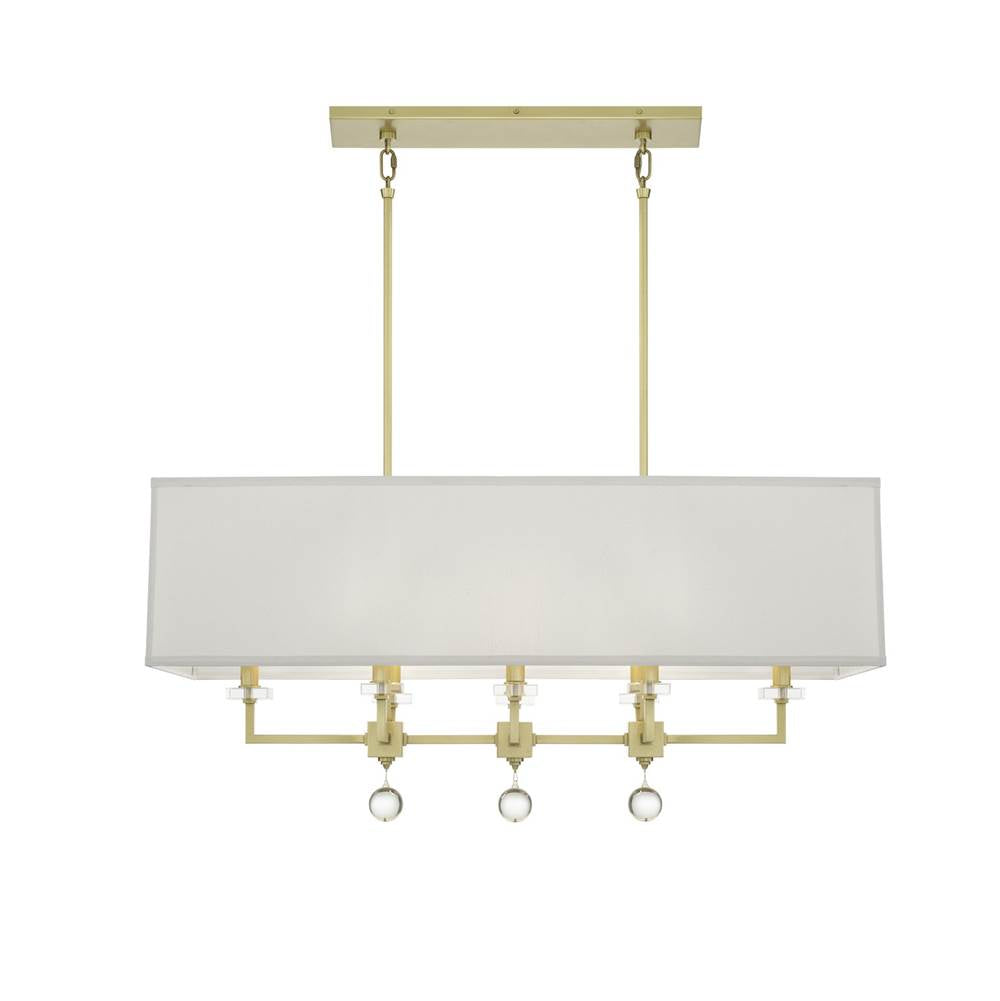 Crystorama 8109-AG Aged Brass Paxton 8 Light Aged Brass Linear Chandelier Image 1