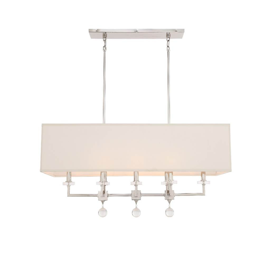 Crystorama 8109-PN Polished Nickel Paxton 8 Light Polished Nickel Linear Chandelier Image 1