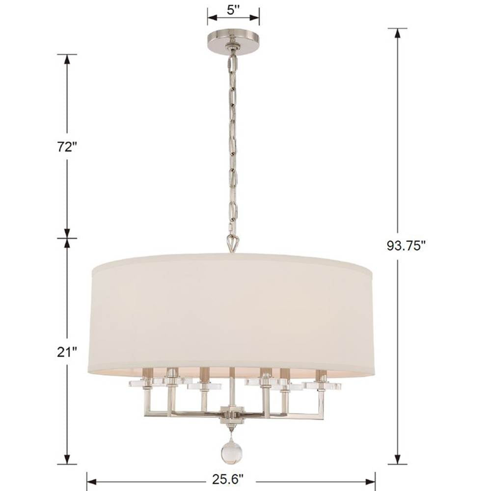 Crystorama 8116-PN Polished Nickel Paxton 6 Light Polished Nickel Chandelier Image 2
