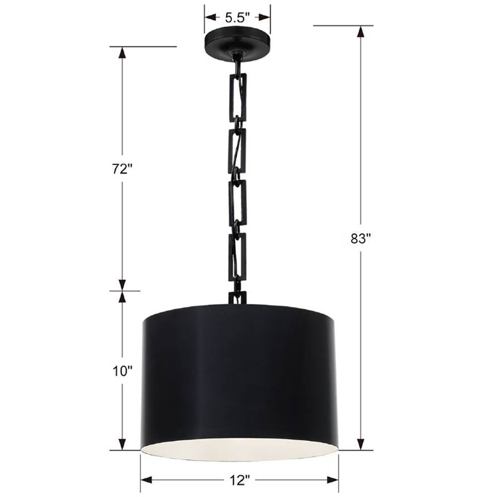 Crystorama 8683-MK-WH Matte Black,White Brian Patrick Flynn For Crystorama Alston 1 Light Matte Black  Plus  White Mini Chandelier Image 2