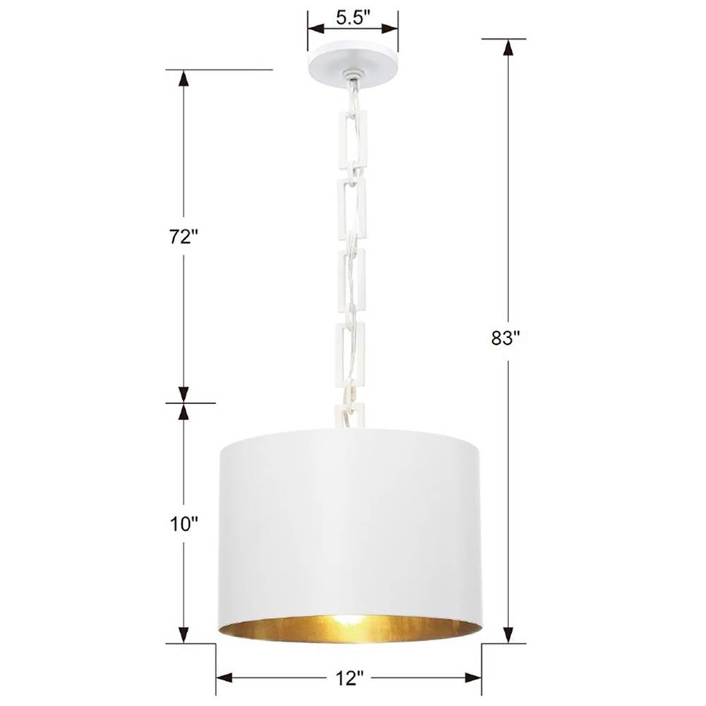Crystorama 8683-MT-GA Matte White,Antique Gold Brian Patrick Flynn For Crystorama Alston 1 Light Matte White  Plus  Antique Gold Mini Chandelier Image 2
