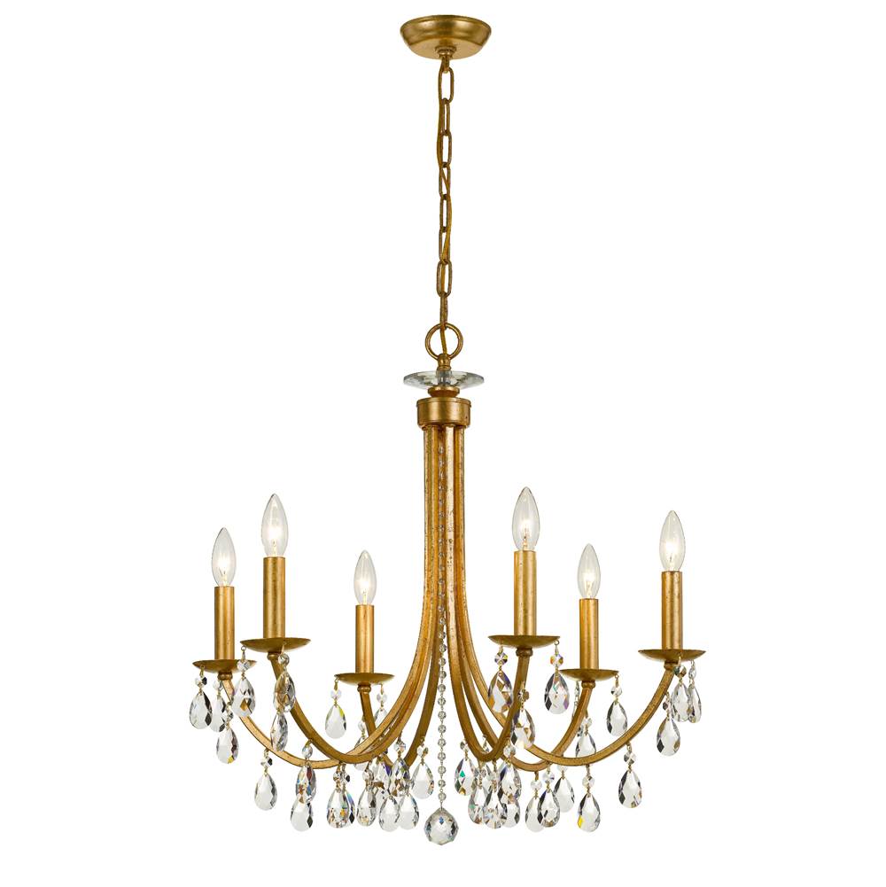 Crystorama 8826-GA-CL-MWP Antique Gold Bridgehampton 6 Light Crystal Antique Gold Chandelier Image 1