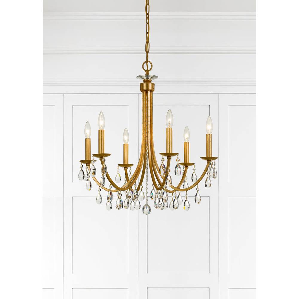 Crystorama Bridgehampton 6 Light Crystal Antique Gold Chandelier