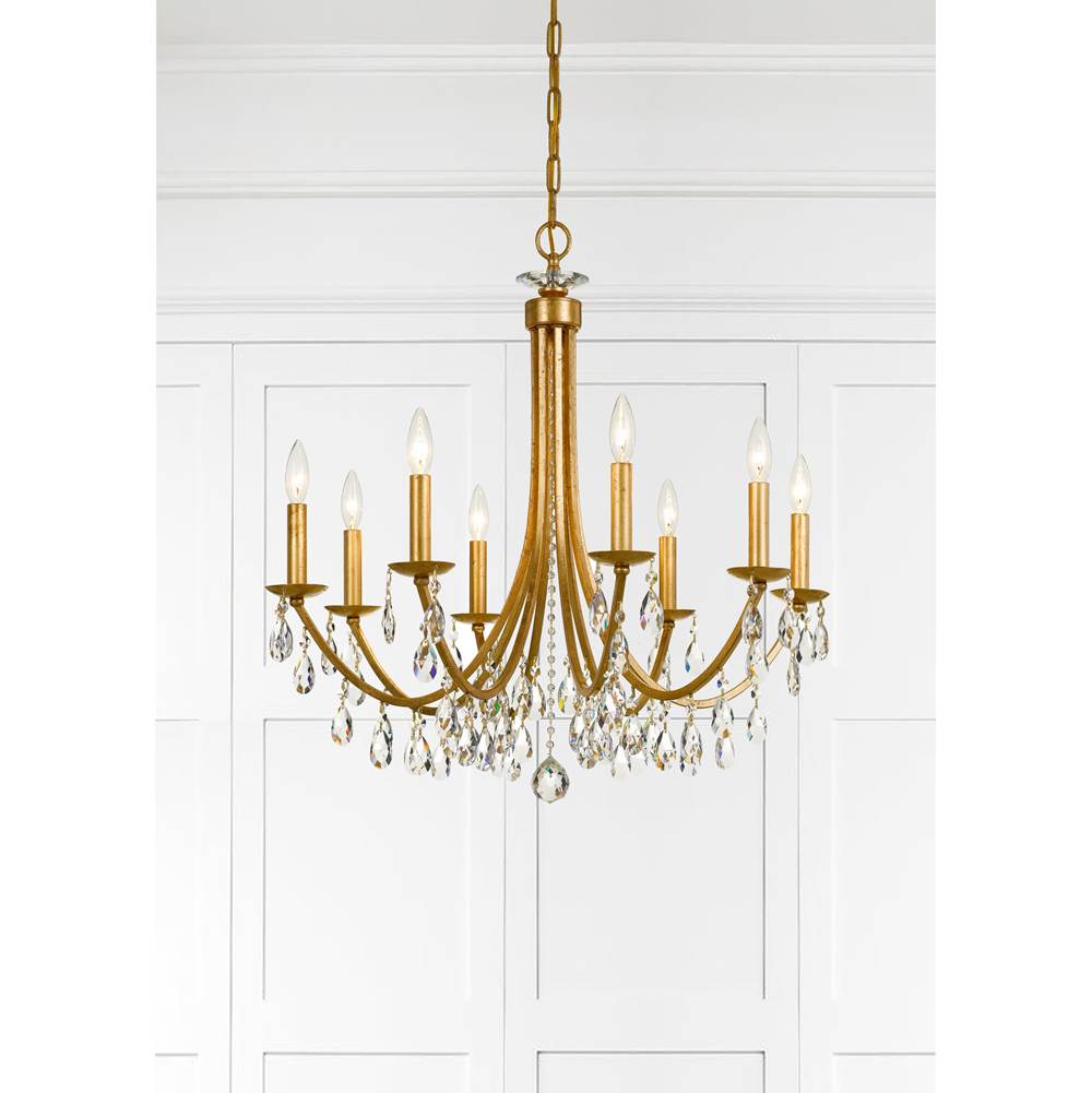 Crystorama 8828-GA-CL-MWP Antique Gold Bridgehampton 8 Light Crystal Antique Gold Chandelier Image 3