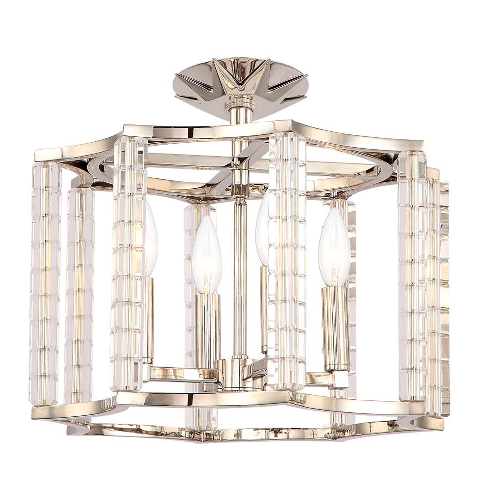 Crystorama 8854-PN_CEILING Polished Nickel Carson 4 Light Polished Nickel Convertible Ceiling Mount Image 1