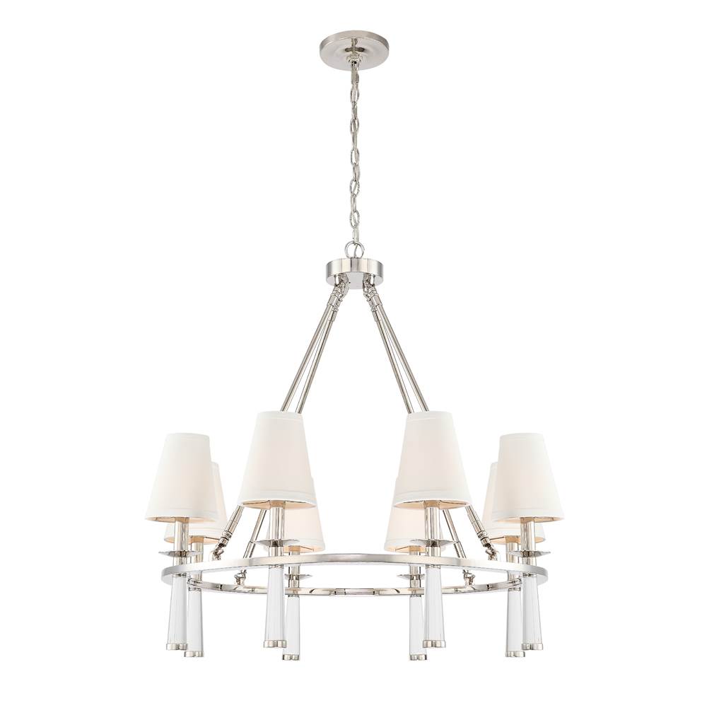 Crystorama 8867-PN Polished Nickel Baxter 8 Light Polished Nickel Chandelier Image 6