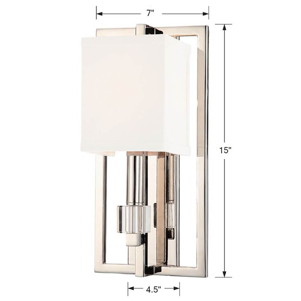 Crystorama Dixon 1 Light Polished Nickel Sconce