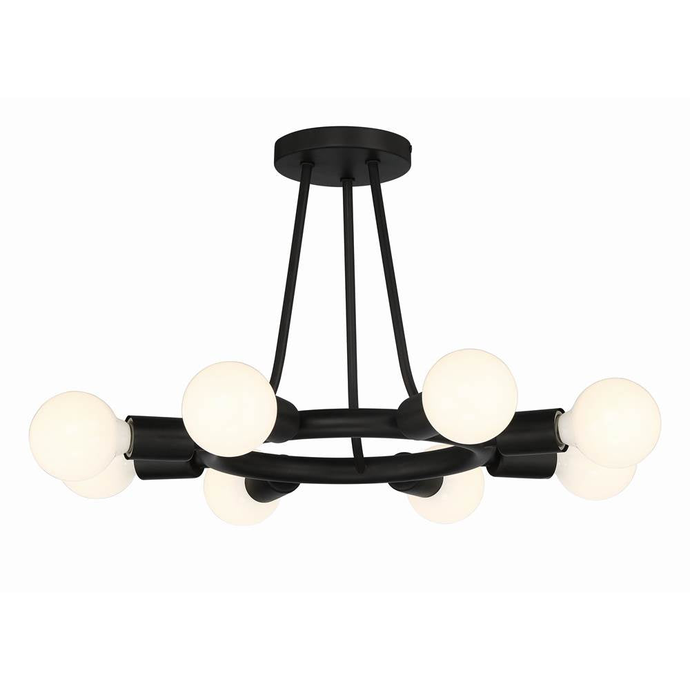 Crystorama 9043-BK Black Dakota 8 Light Black Ceiling Mount Image 1