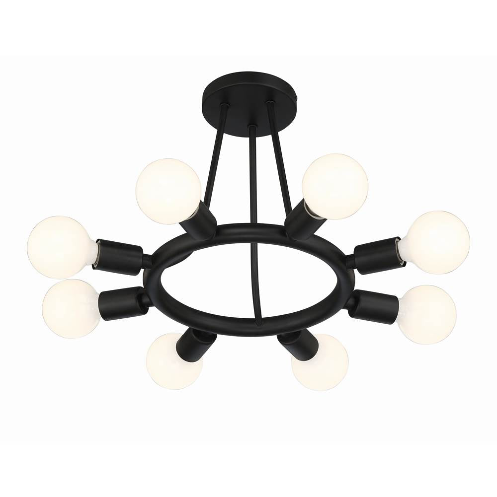 Crystorama Dakota 8 Light Black Ceiling Mount