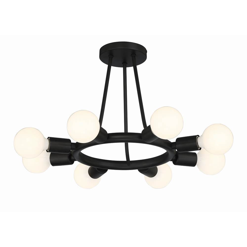 Crystorama 9043-BK Black Dakota 8 Light Black Ceiling Mount Image 3