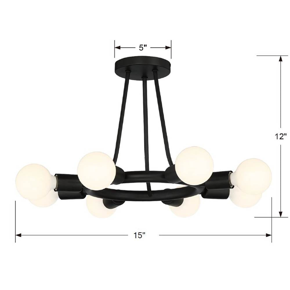 Crystorama 9043-BK Black Dakota 8 Light Black Ceiling Mount Image 2