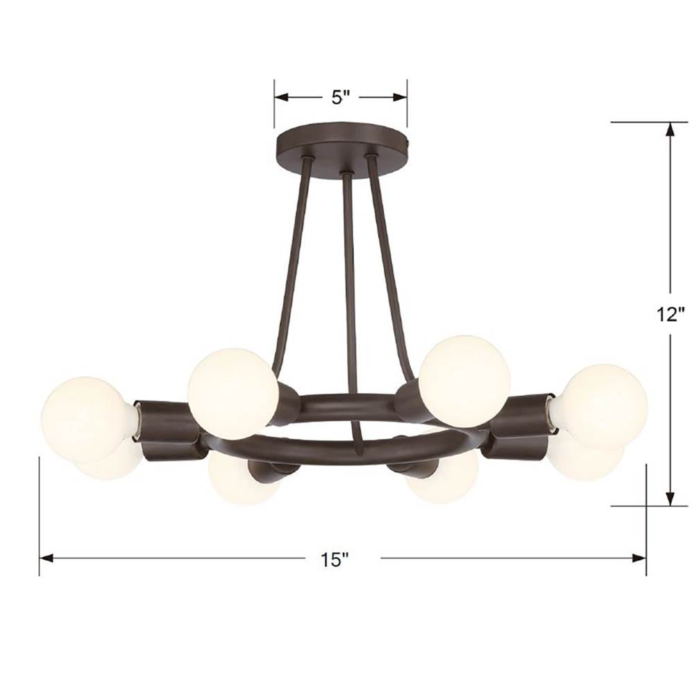 Crystorama 9043-CZ Charcoal Bronze Dakota 8 Light Charcoal Bronze Ceiling Mount Image 2