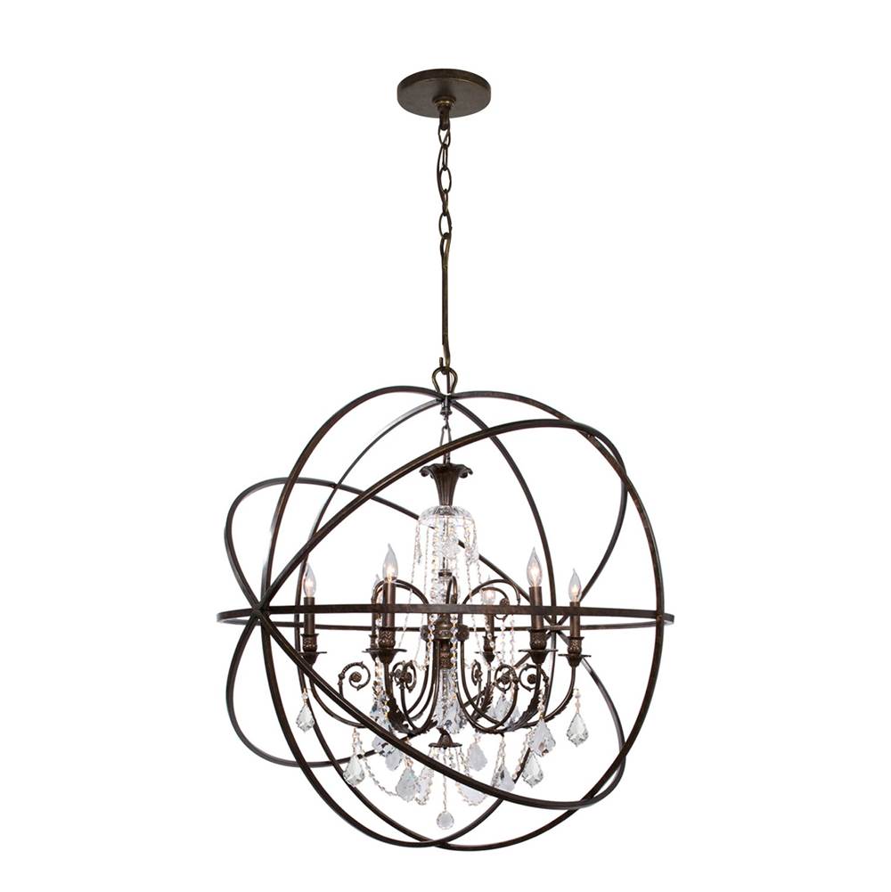 Crystorama 9219-EB-CL-MWP English Bronze Solaris 6 Light Crystal English Bronze Sphere Chandelier Image 1