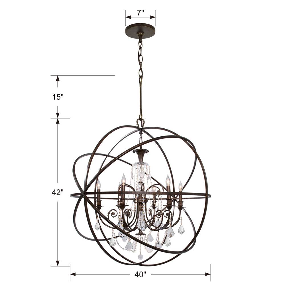 Crystorama Solaris 6 Light Crystal English Bronze Sphere Chandelier