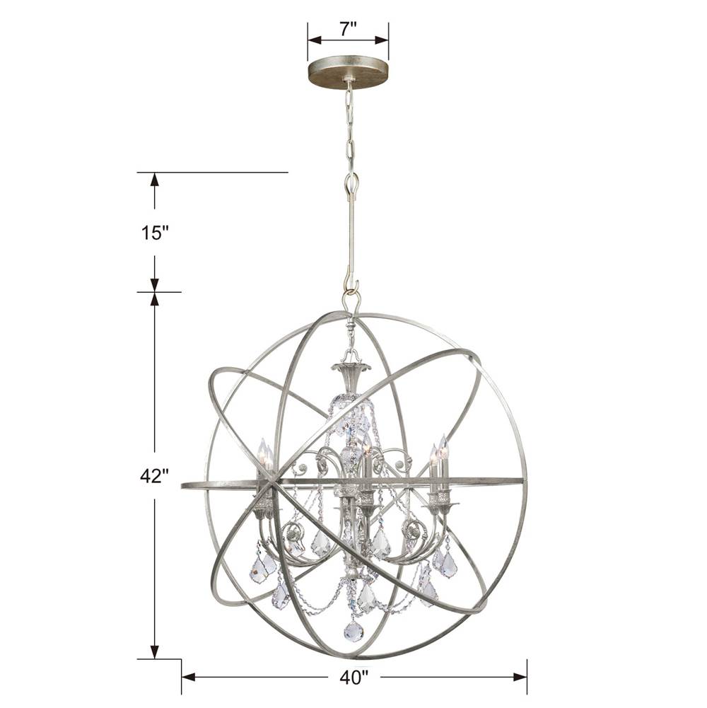 Crystorama Solaris 6 Light Crystal English Bronze Sphere Chandelier