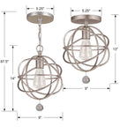 Crystorama 9220-OS_CEILING Olde Silver Solaris 1 Light Olde Silver Ceiling Mount Image 2