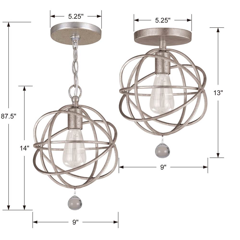Crystorama 9220-OS_CEILING Olde Silver Solaris 1 Light Olde Silver Ceiling Mount Image 2