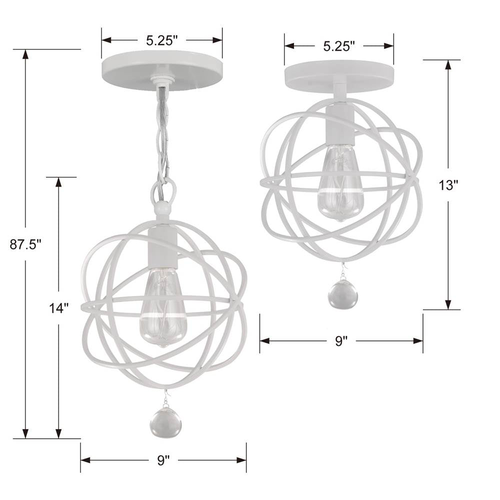 Crystorama Solaris 1 Light Olde Silver Ceiling Mount