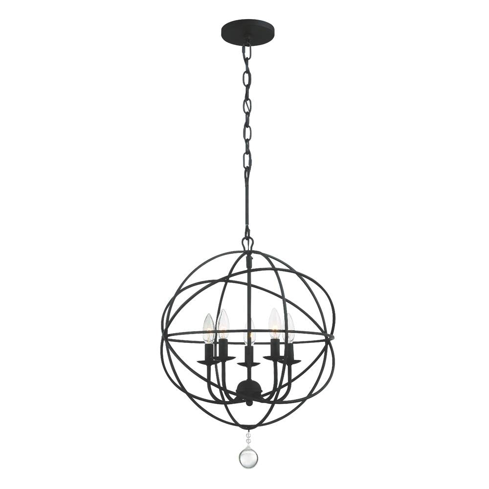 Crystorama 9224-BK Black Solaris 5 Light Black Mini Chandelier Image 1