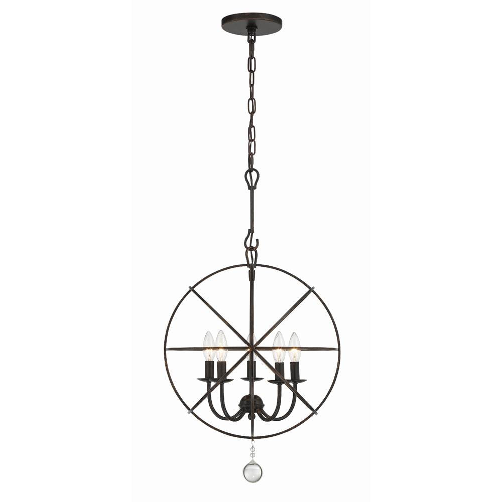 Crystorama Solaris 5 Light Black Mini Chandelier