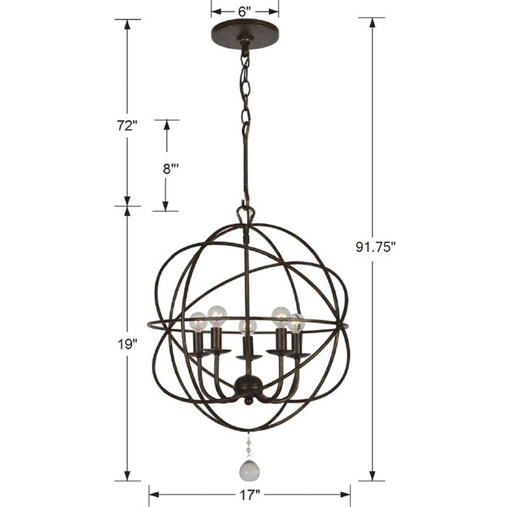 Crystorama 9224-EB English Bronze Solaris 5 Light English Bronze Mini Chandelier Image 2