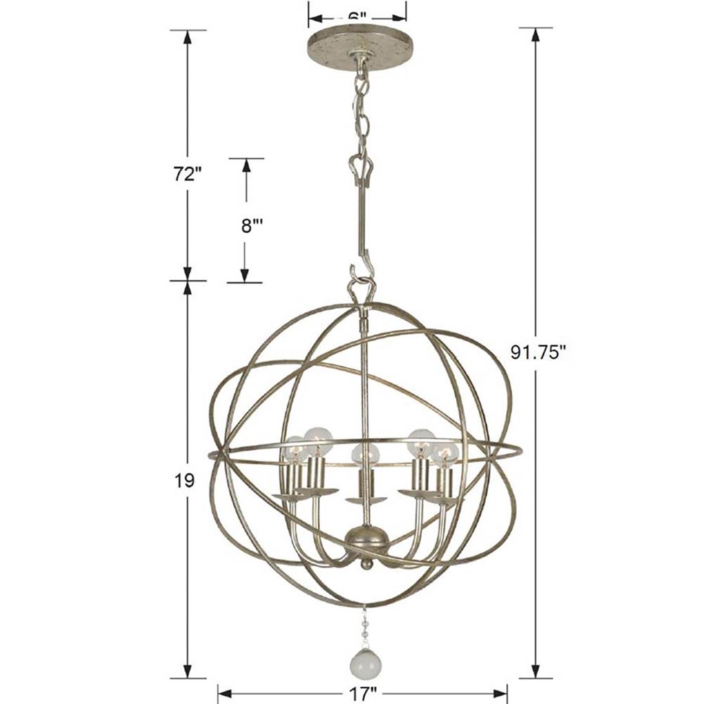 Crystorama 9224-OS Olde Silver Solaris 5 Light Olde Silver Mini Chandelier Image 2