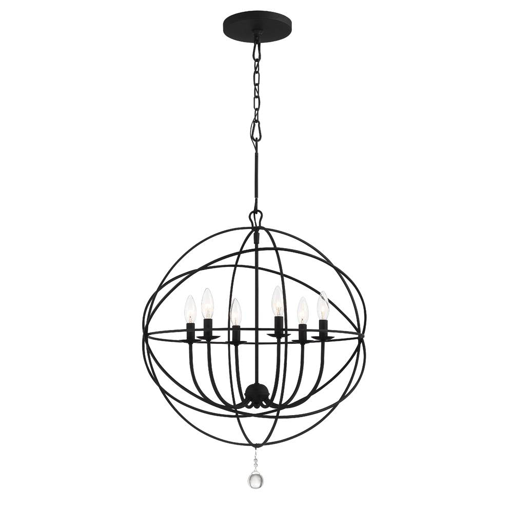 Crystorama 9228-BK Black Solaris 6 Light Black Sphere Chandelier Image 1