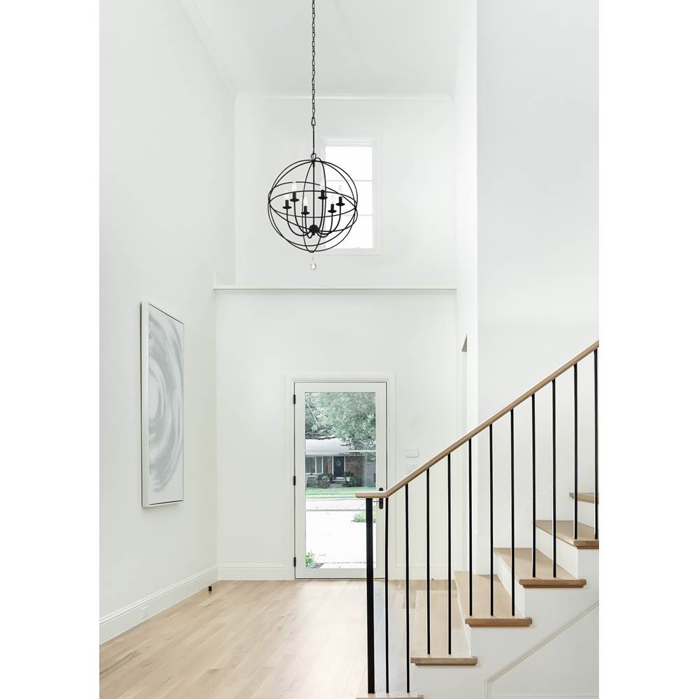 Crystorama Solaris 6 Light Black Sphere Chandelier