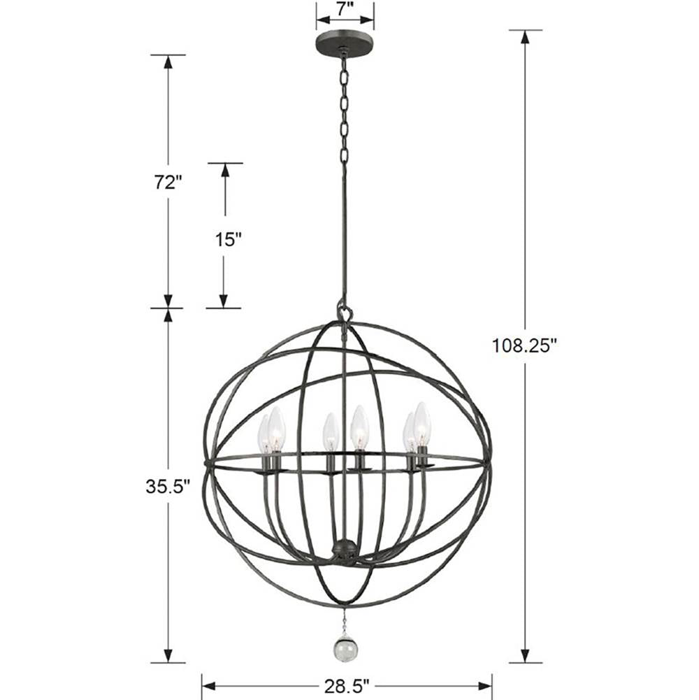 Crystorama 9228-EB English Bronze Solaris 6 Light English Bronze Sphere Chandelier Image 2