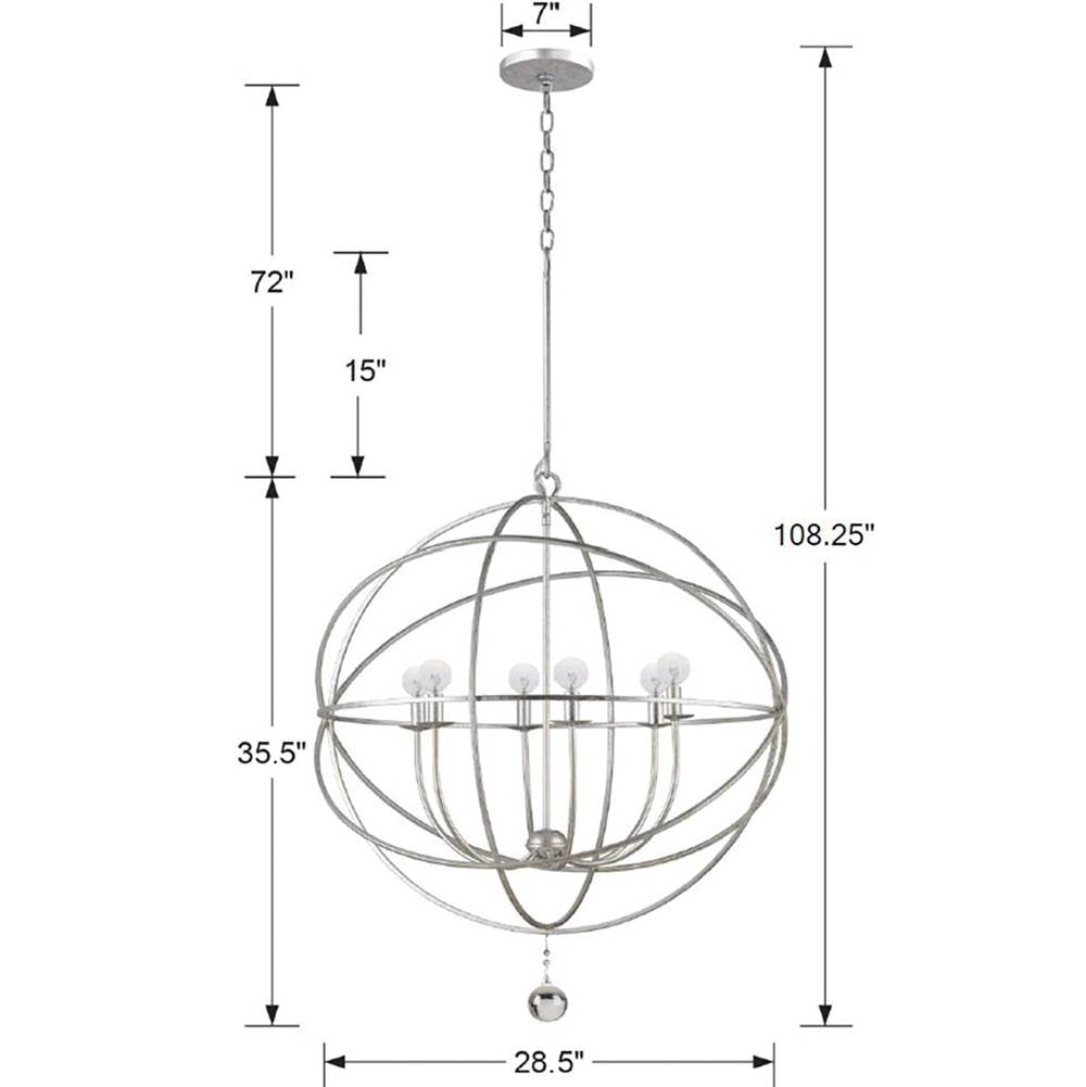 Crystorama 9228-OS Olde Silver Solaris 6 Light Olde Silver Sphere Chandelier Image 2