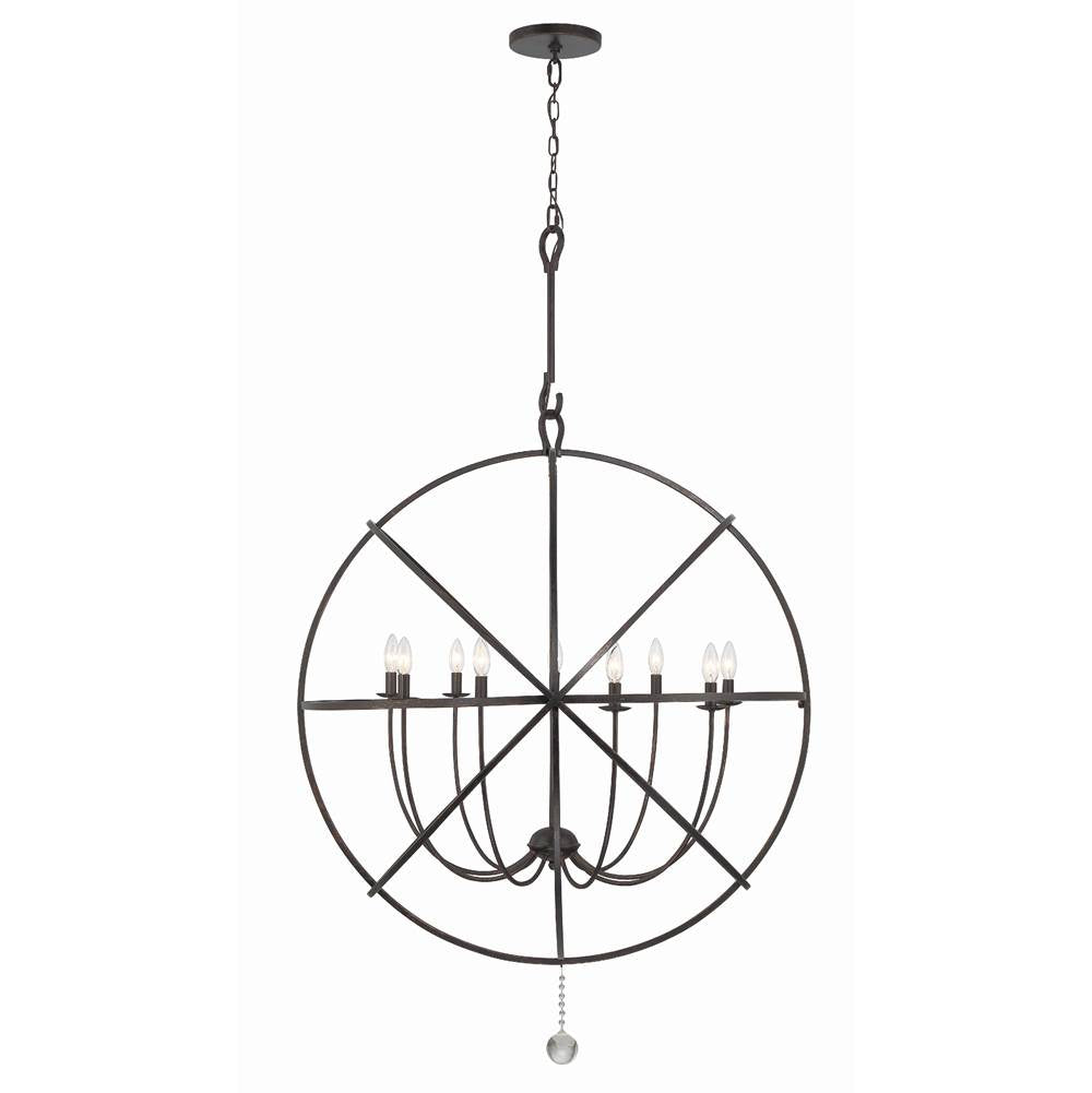 Crystorama Solaris 9 Light English Bronze Sphere Chandelier