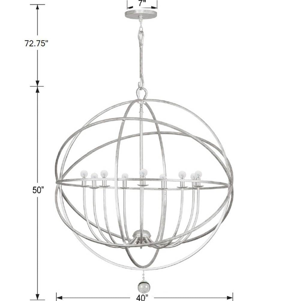 Crystorama 9229-OS Olde Silver Solaris 9 Light Olde Silver Sphere Chandelier Image 2