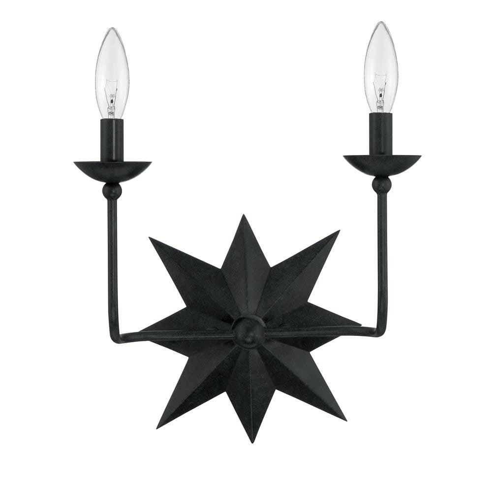 Crystorama 9232-BK Black Astro 2 Light Black Wall Mount Image 1