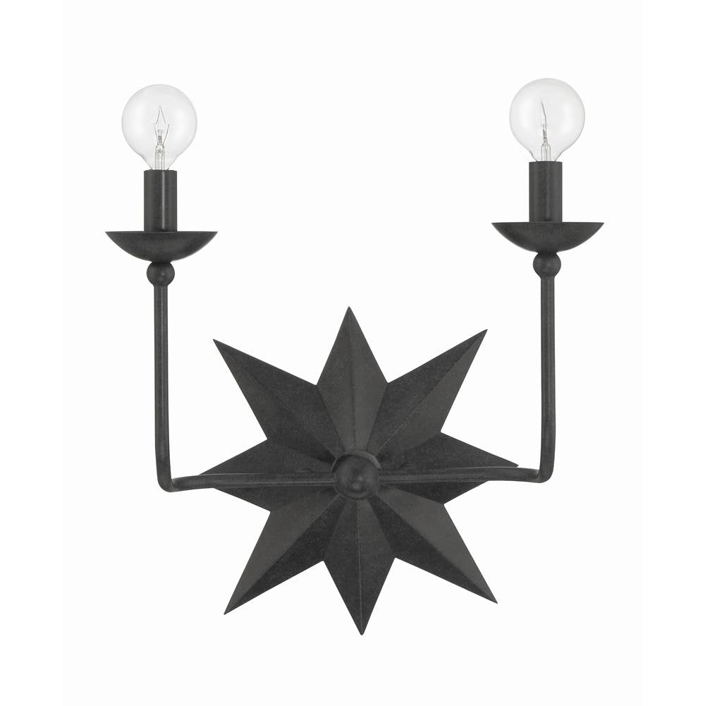Crystorama 9232-BK Black Astro 2 Light Black Wall Mount Image 4