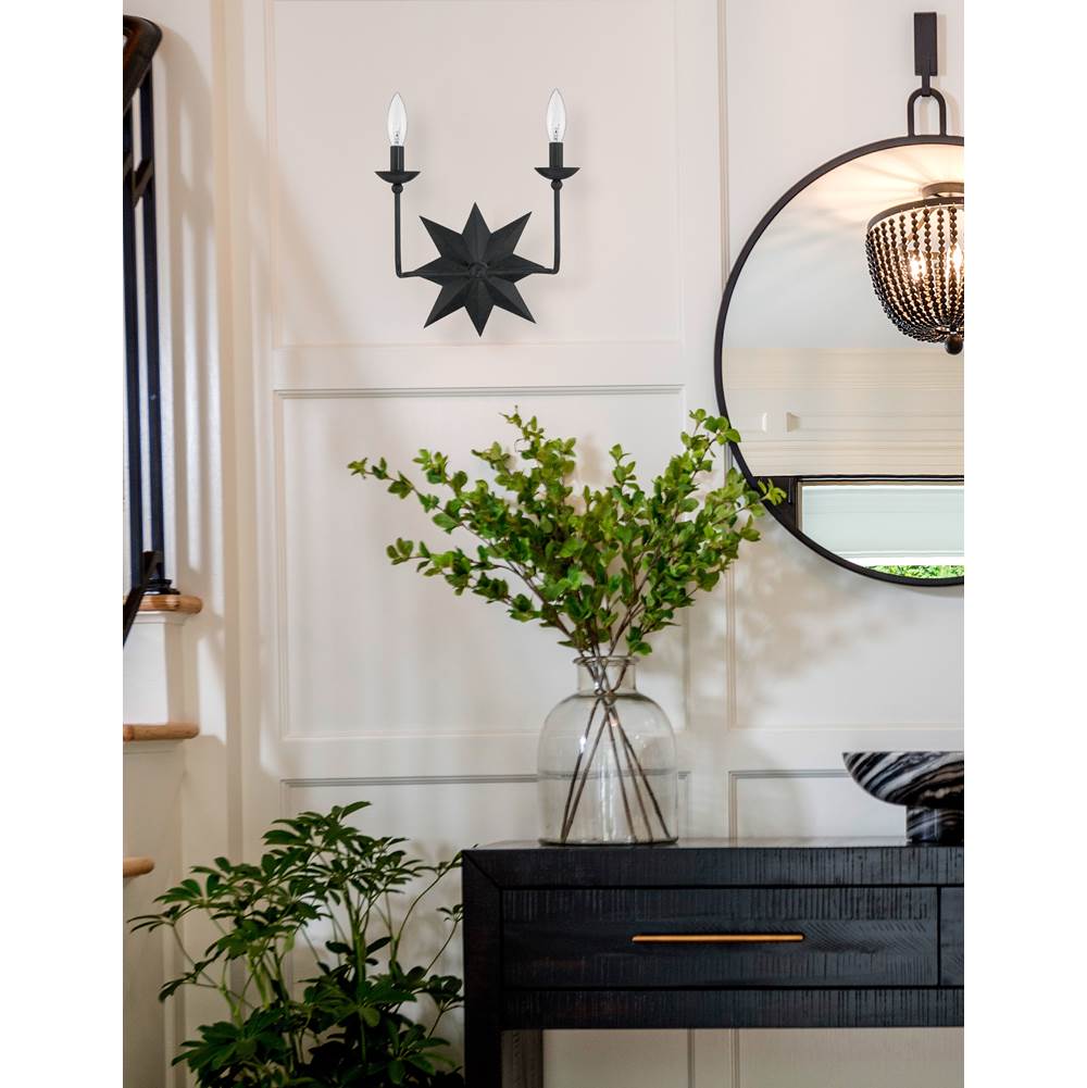 Crystorama 9232-BK Black Astro 2 Light Black Wall Mount Image 3