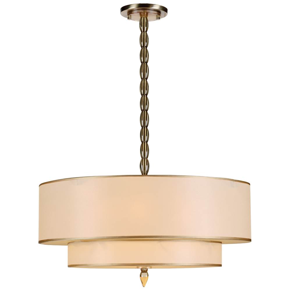 Crystorama 9507-AB Antique Brass Luxo 5 Light Drum Shade Antique Brass Chandelier Image 1