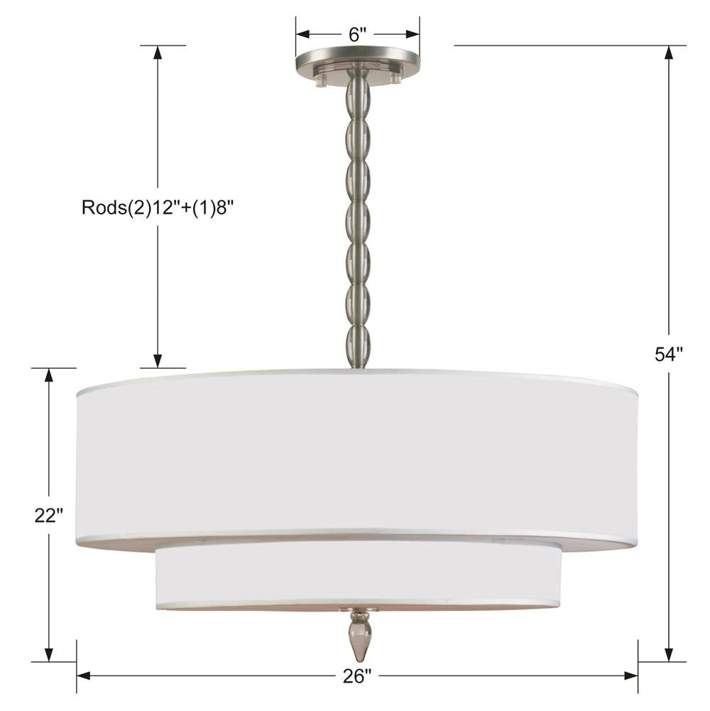 Crystorama 9507-SN Satin Nickel Luxo 5 Light Drum Shade Satin Nickel Chandelier Image 2